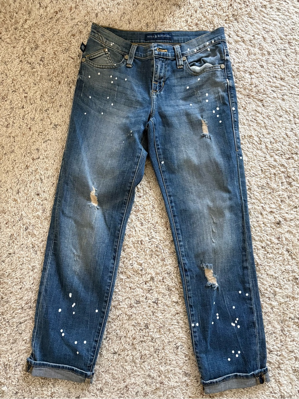 Rock & Republic Paint Splatter Distressed Jeans Slim Fit Y2K Vintage Designer 2